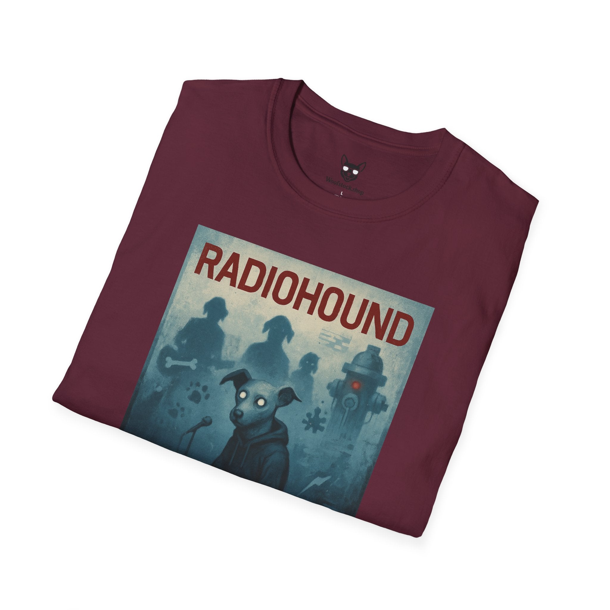 Radiohead Concert Poster Dog Parody Unisex Softstyle T-Shirt -- Funny Rock Tee for Music and Dog Lovers